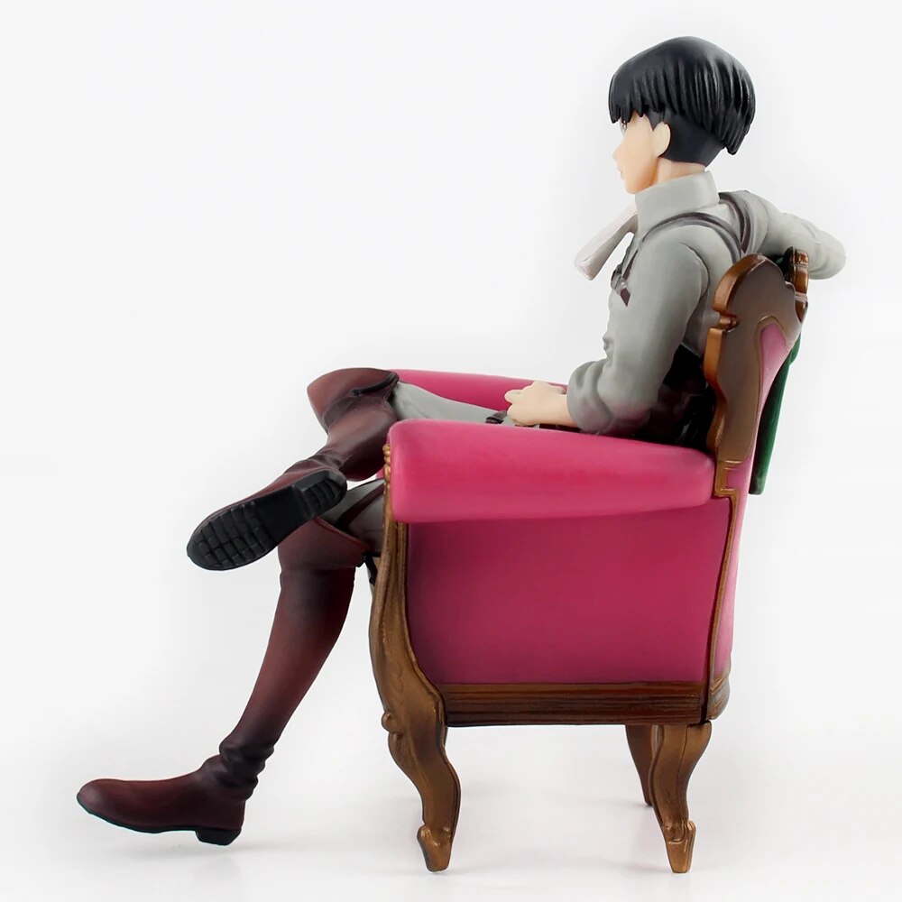 Figura de ataque a los Titanes Levi Ackerman de 13cm, figura de Anime Solider Levi, silla para dormir Ver. Figura de acción de PVC de juguete