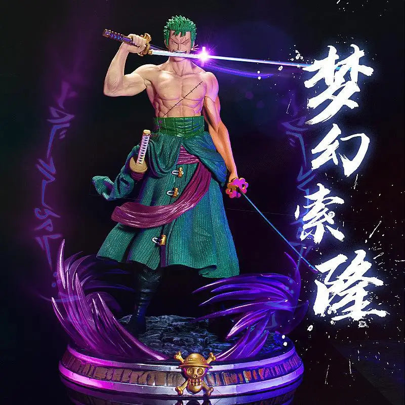 One Piece Anime Figure Fantasy GK Roronoa Zoro Santoryu Double Headed Pvc Action Figure Collection Model Toys Statue Decoration