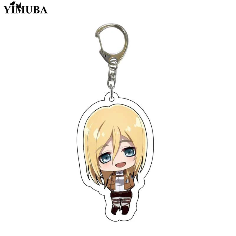 Llavero acrílico con estampado de dibujos animados de Attack on Titan Q, llavero con colgante de figuras de Anime, joyería para disfraz, regalo para amigos