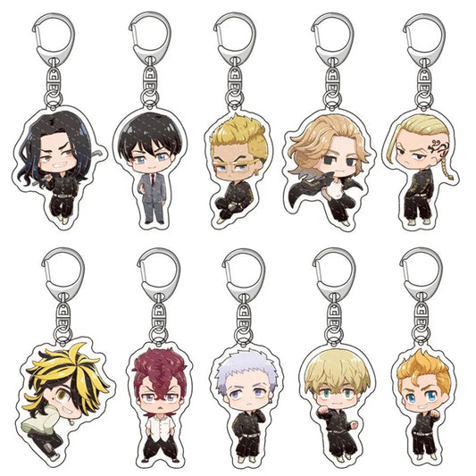 Anime Tokyo Avengers Cosplay Keychain Tokyo Revengers Q Version Manjiro Ken Takemichi Hinata Atsushi Chibi Key Chain Ring Props