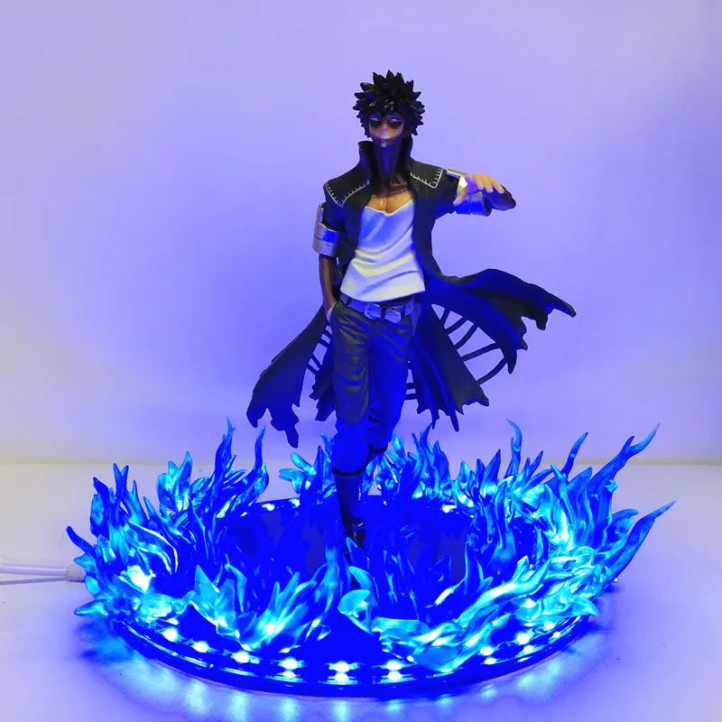 Figuras de My Hero Academia Anime Dabi escena de fuego azul DIY Led PVC juguete 17cm Boku no Hero Academia Dabi estatua figuras de acción muñeca