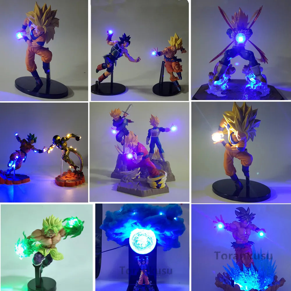 Bandai Dragon Ball Z figura de Anime Son Goku Super Saiyan Ultra Instinct DIY Broly Bardana Frieza Trunks Led acción Figma muñeca de juguete