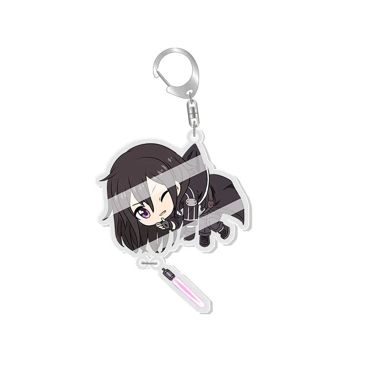 Sword Art Online Keychain Kirito Asuna Yuuki Asuna Asada Shino Q Version Lovely Pendant Key Chain Backpack Bag Charm Toy Keyring