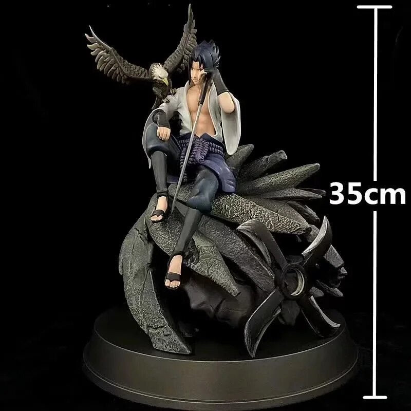 Naruto Shippuden Anime Prototype Model Final Valley Hawk Team Uchiha Sasuke GK Action Figure PVC 35CM Statue Toy