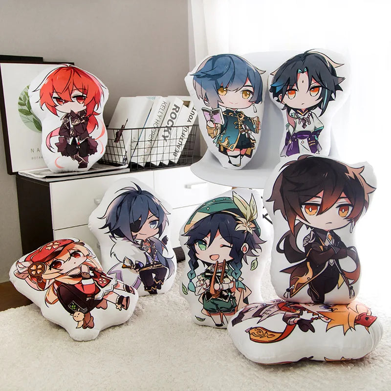 Anime Stuffed Plush Doll Toys Genshin Impact Project Cartoons Anime Game Peripheral Sofa Cushion Pillow Diluc Barbatos Klee