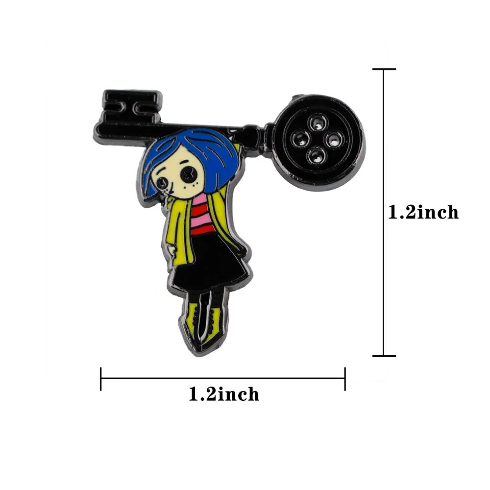 Coraline Enamel Pin Lapel Pins for Backpacks Brooches on Clothes Women Cute Jewelry Manga Christmas Gift Anime Accessories