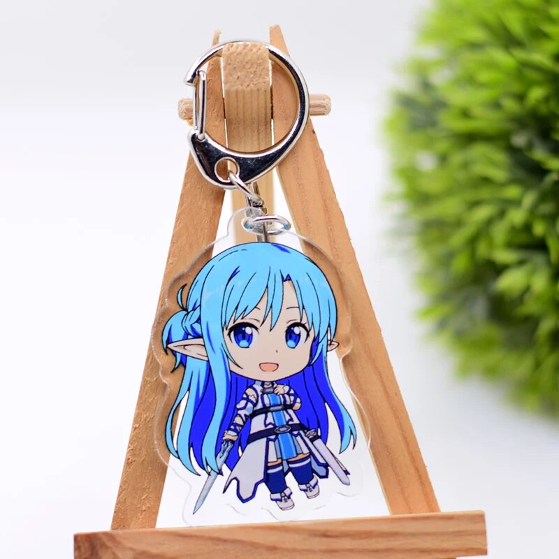 Sword Art Online Keychain Double Sided Acrylic Cartoon Key Chain Pendant Anime Accessories Keyring Hot Sale