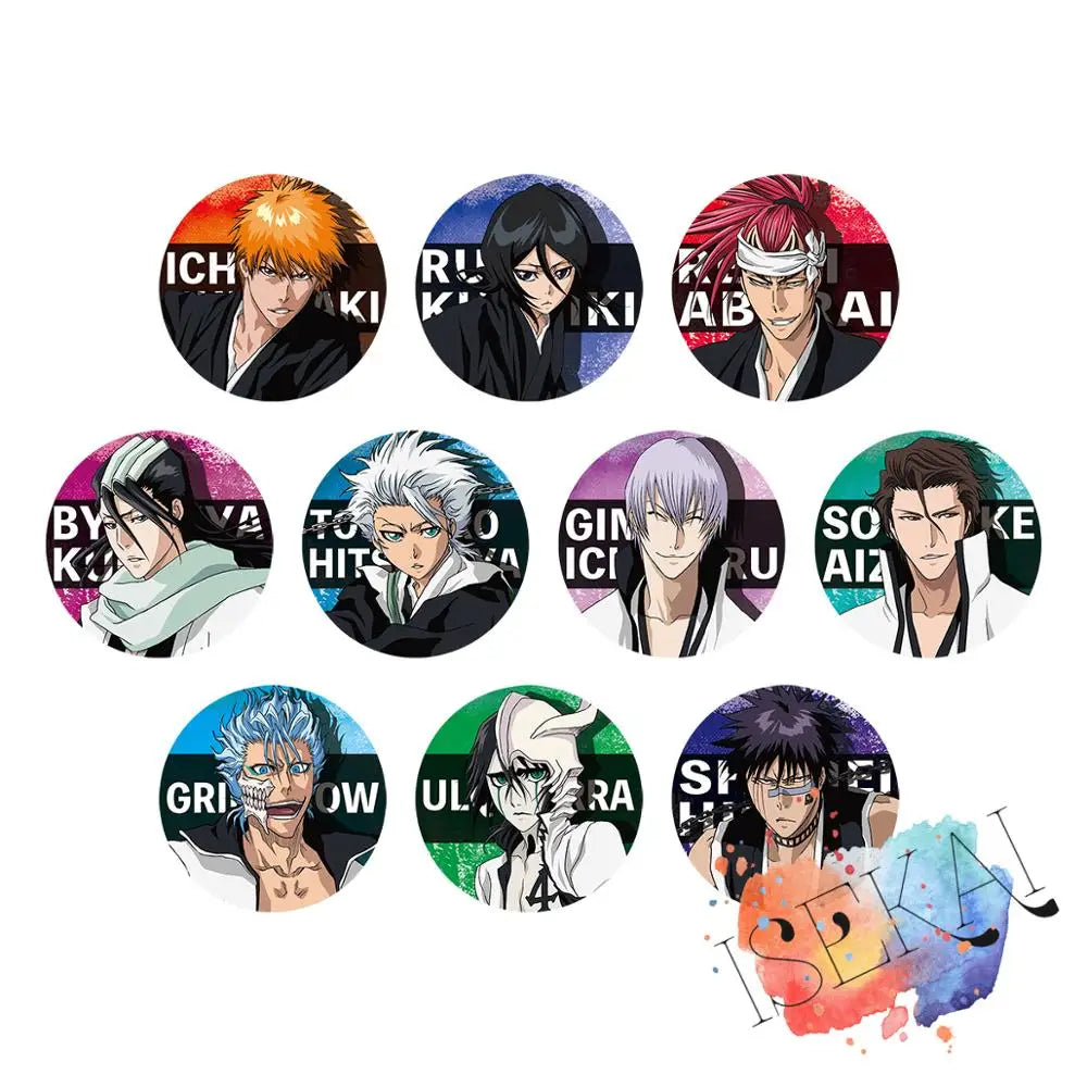 BLEACH Anime badge Ichigo Rukia Renji Byakuya Gin Metal Badge Brooch Pin