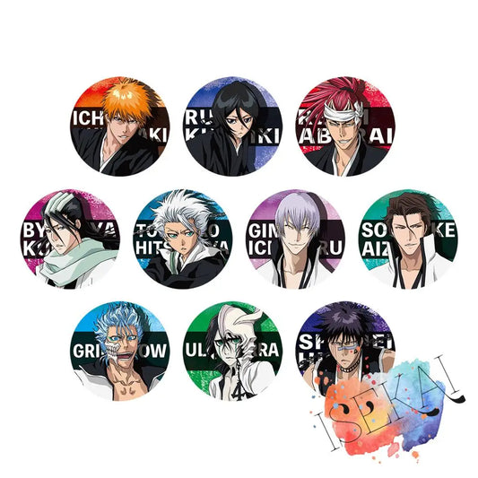 BLEACH Anime badge Ichigo Rukia Renji Byakuya Gin Metal Badge Brooch Pin