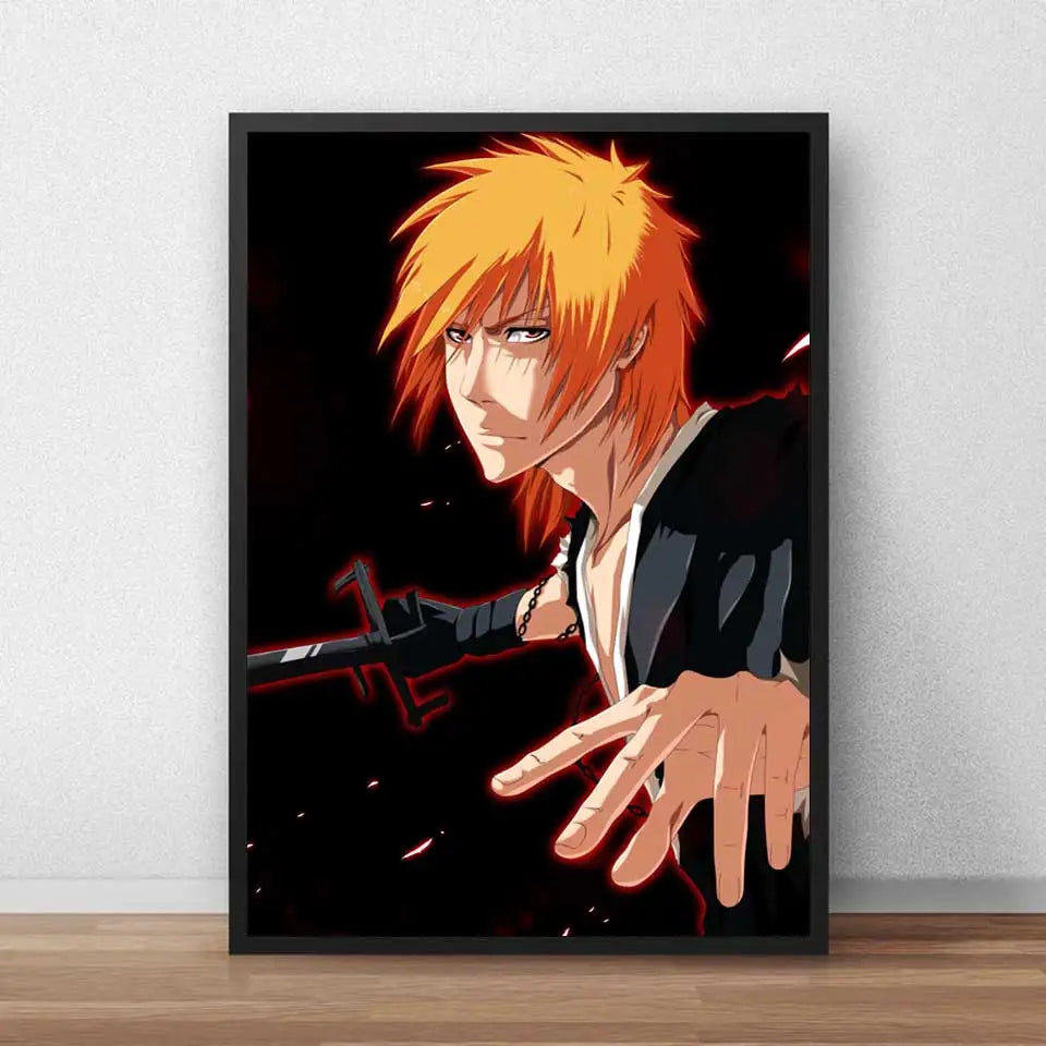 Ho Bleach Kurosaki Ichigo Posters Prints Japan Anime Paintings Canvas Art Wall Pictures For Kids Room Home Decor quadro cuadros