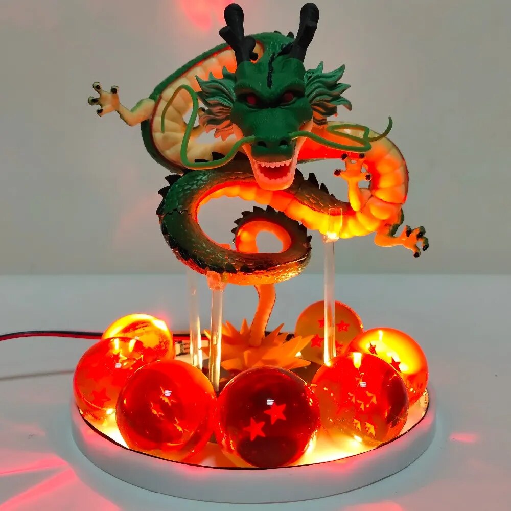 Bandai Dragon Ball Z Anime Shenlong figuras de acción Led luces nocturnas Shenrou bolas de cristal Control remoto Figma juguetes de regalo de Navidad