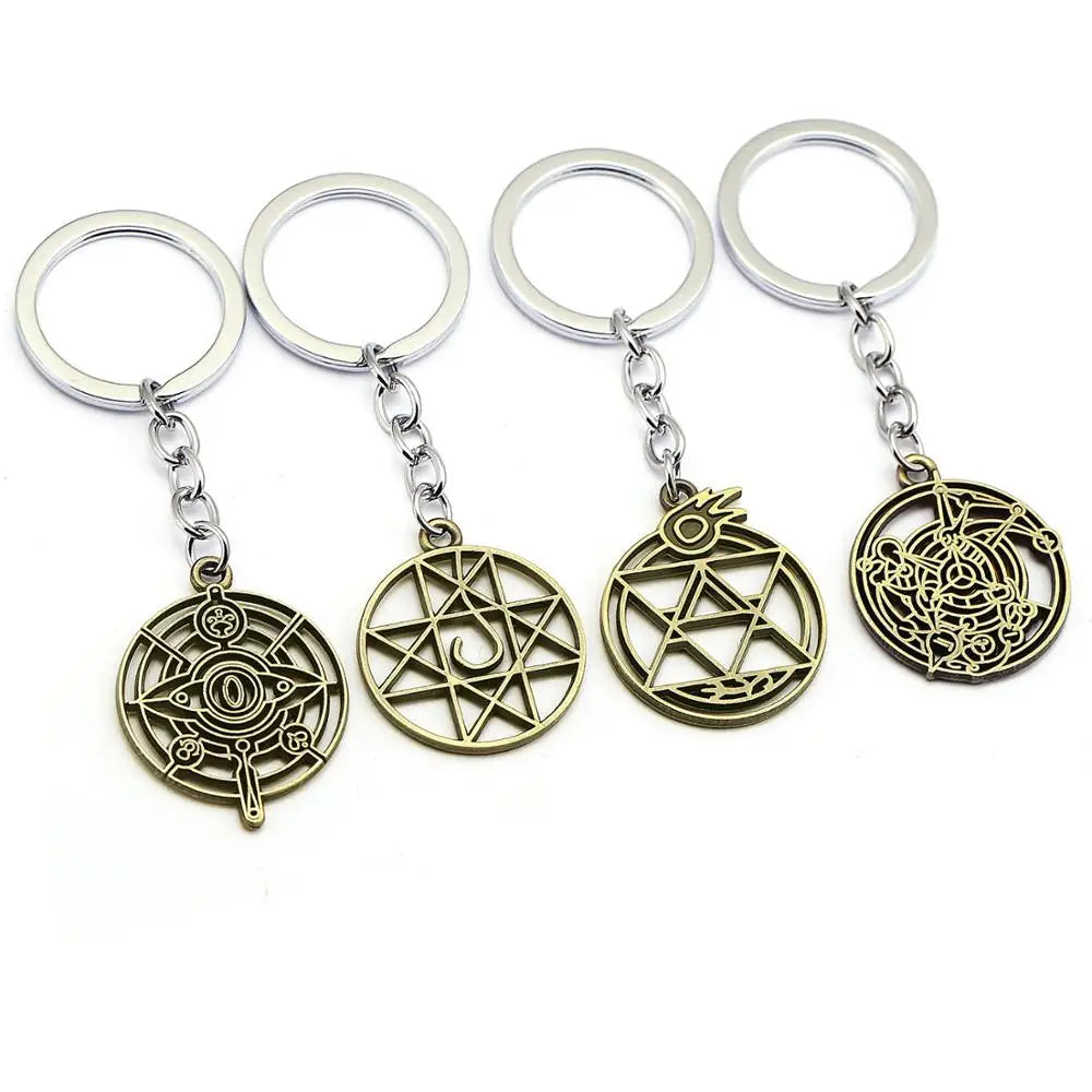 Anime Fullmetal Alchemist Alphonse Edward Elric Winry Rockbell Necklaces Homunculus Circle Metal Keychains Pendants Figure Gifts