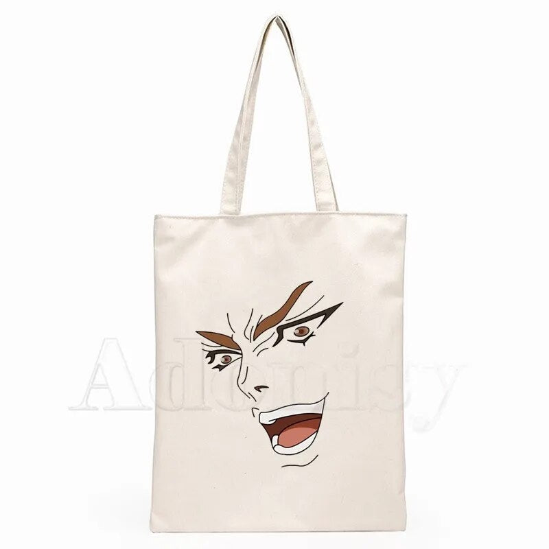 JoJo Bizarre Adventure Bolsos unisex Bolso de mano de lona personalizado Impresión de uso diario Bolsa de compras informal de viaje reutilizable