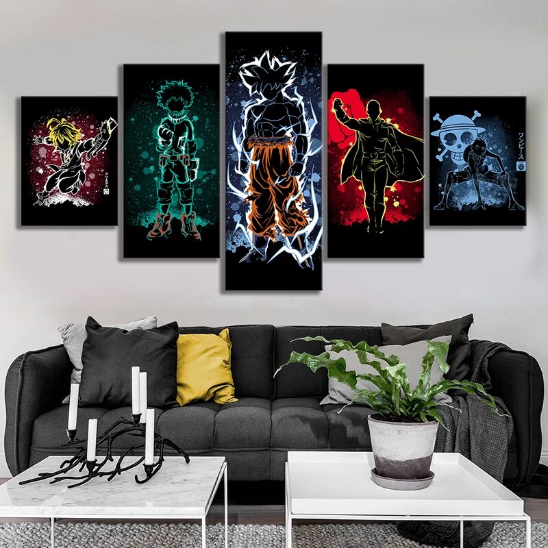 Animated Cartoon Characters Picture Oil Paintings my Hero Academia &fairy Tail &one Punch Man Wall Art