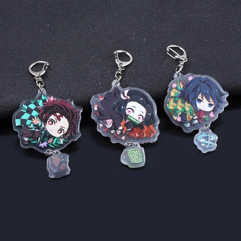 23 Uds Anime Demon Slayer Kimetsu no Yaiba llavero de dos caras lindo acrílico Tanjirou Nezuko llavero joyería