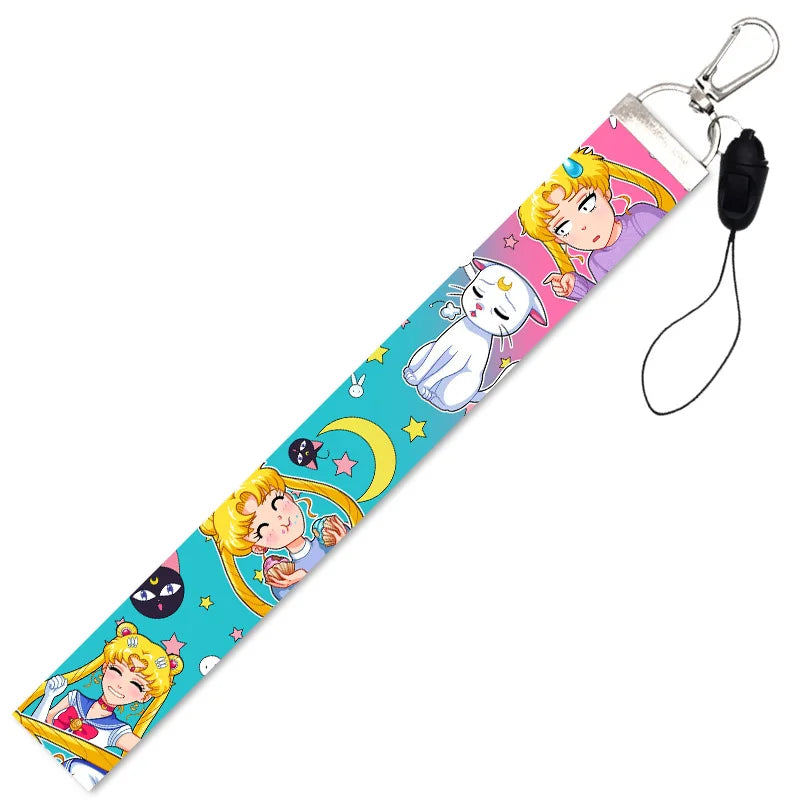 Anime Cute Star Moon Card Captor Sakura Lanyard Keychain for Key Badge Id Mobile Phone Holder Key Ring Pendant Women Men Cosplay