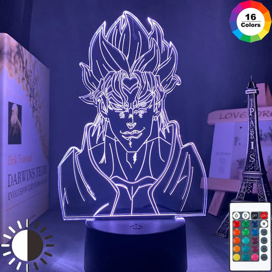 Lámpara de noche acrílica de Anime JoJo Bizarre Adventure para decoración de dormitorio, luz con Sensor táctil, mesa colorida, luz Led nocturna, figura de Dio