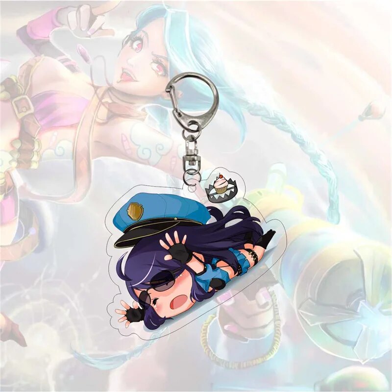 Hot Anime Game League Of Legends Keychains Lol Acrylic Figure Rakan Ahri Riven Yasuo Key Chain Bag Car Keyrings Fans Collection