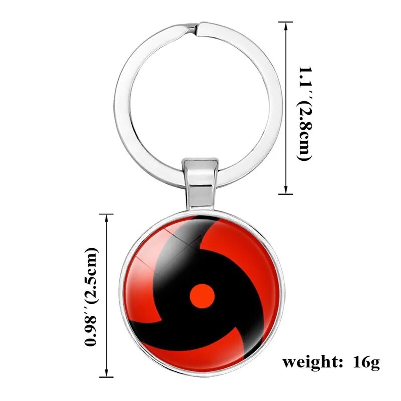 Llaveros accesorios Naruto Sharingan Eye, dibujos animados de Anime, Clan Uchiha, cabujón, cosas geniales, colgante de llavero, juguetes para niños, regalo