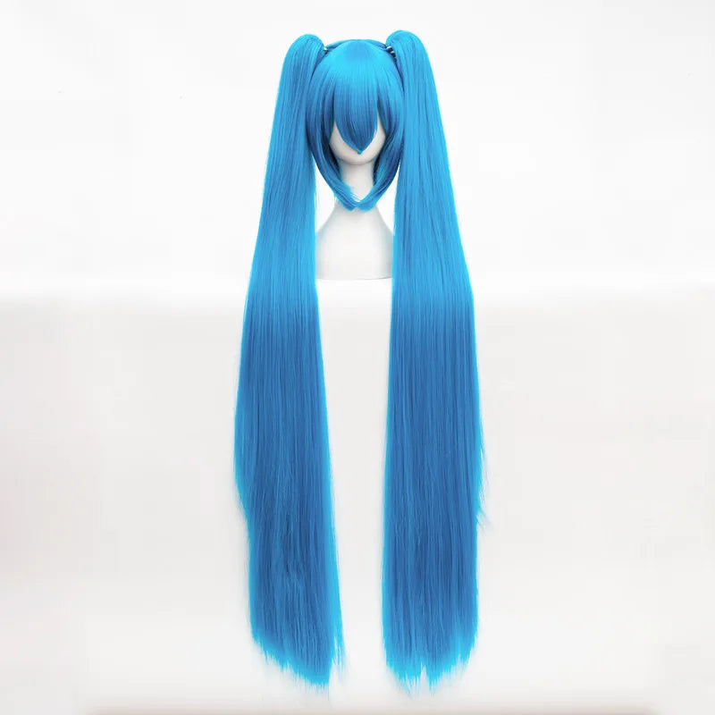 High Quality Vocaloid Miku Cosplay Wig Long Heat Resistant Synthetic Hair Clip Ponytails Wigs + Wig Cap