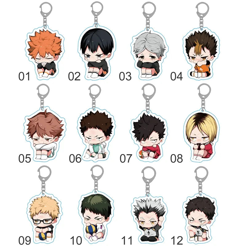 High Quality Haikyuu! Anime Volleyball Boy Japan Acrylic Rubber Keychain Cute Cartoon Funny Crying Face Key Ring Pendant