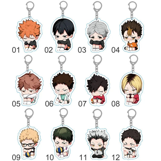 High Quality Haikyuu! Anime Volleyball Boy Japan Acrylic Rubber Keychain Cute Cartoon Funny Crying Face Key Ring Pendant