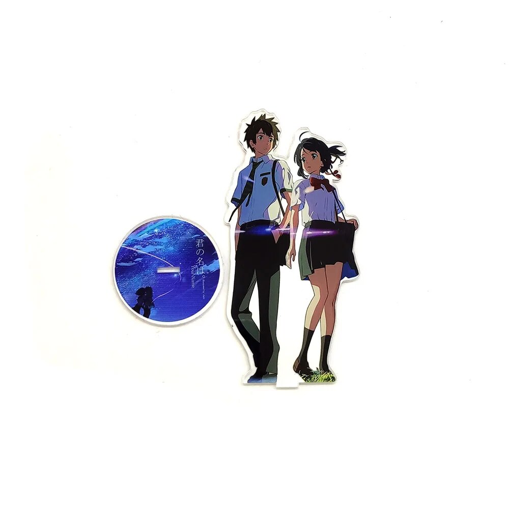 Tu nombre KIMI NO NAWA Tachibana Taki Miyamizu Mitsuha figura acrílica con soporte modelo placa soporte pastel topper anime