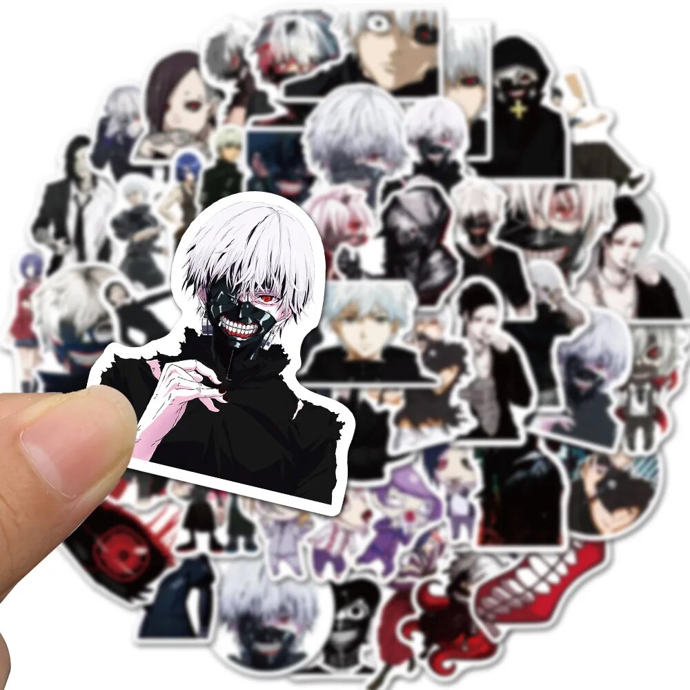 10/50 Uds. Pegatina de Tokyo Ghoul serie de Anime japonés pegatina de grafiti DIY Pegatinas bicicleta monopatín equipaje pegatina de juguete impermeable