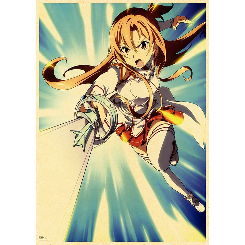 Anime Poster Sword Art Online Kraft Paper Vintage Posters Home Room Art Wall Stickers 4K High Quality