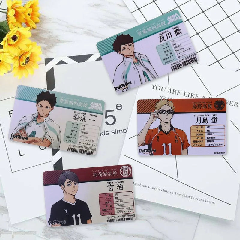 ¡¡Animé japonés Haikyuu!! Hinata Shoyo Kageyama Tobio figuras tarjeta colectiva tarjeta de identificación de estudiante Fans del cómic juguetes de Cosplay