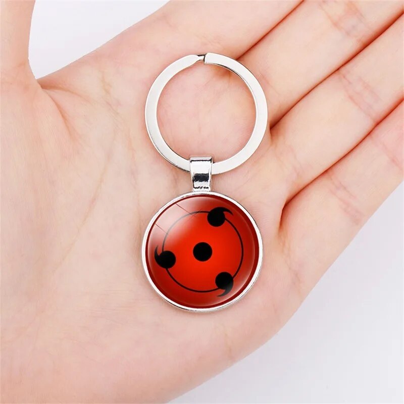 Llaveros accesorios Naruto Sharingan Eye, dibujos animados de Anime, Clan Uchiha, cabujón, cosas geniales, colgante de llavero, juguetes para niños, regalo