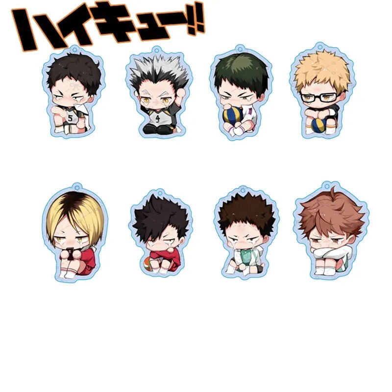 High Quality Haikyuu! Anime Volleyball Boy Japan Acrylic Rubber Keychain Cute Cartoon Funny Crying Face Key Ring Pendant