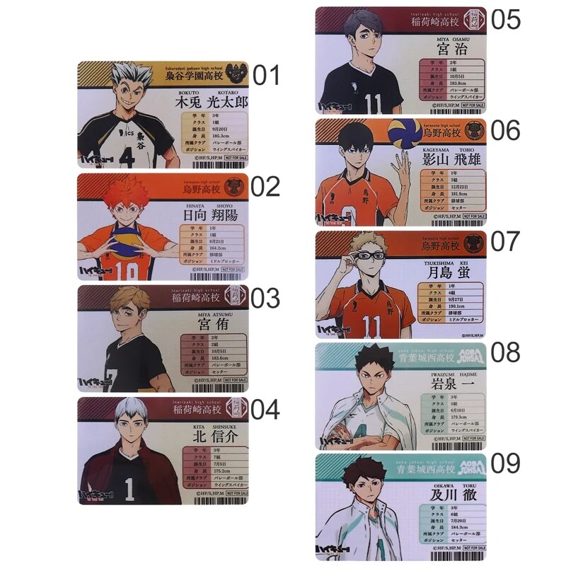 ¡¡Animé japonés Haikyuu!! Hinata Shoyo Kageyama Tobio figuras tarjeta colectiva tarjeta de identificación de estudiante Fans del cómic juguetes de Cosplay