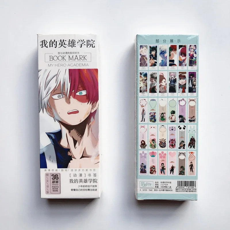 36 Pcs/Set Anime My Hero Academia Paper Bookmark Midoriya Izuku, Todoroki Shouto Book Holder Message Card Cosplay Gift