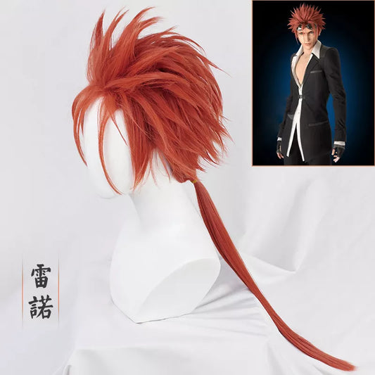 Final Fantasy VII Reno Wigs 50cm Orange Half Long Styled Cosplay Costume Wigs High Temperature Game Wigs + Wig Cap