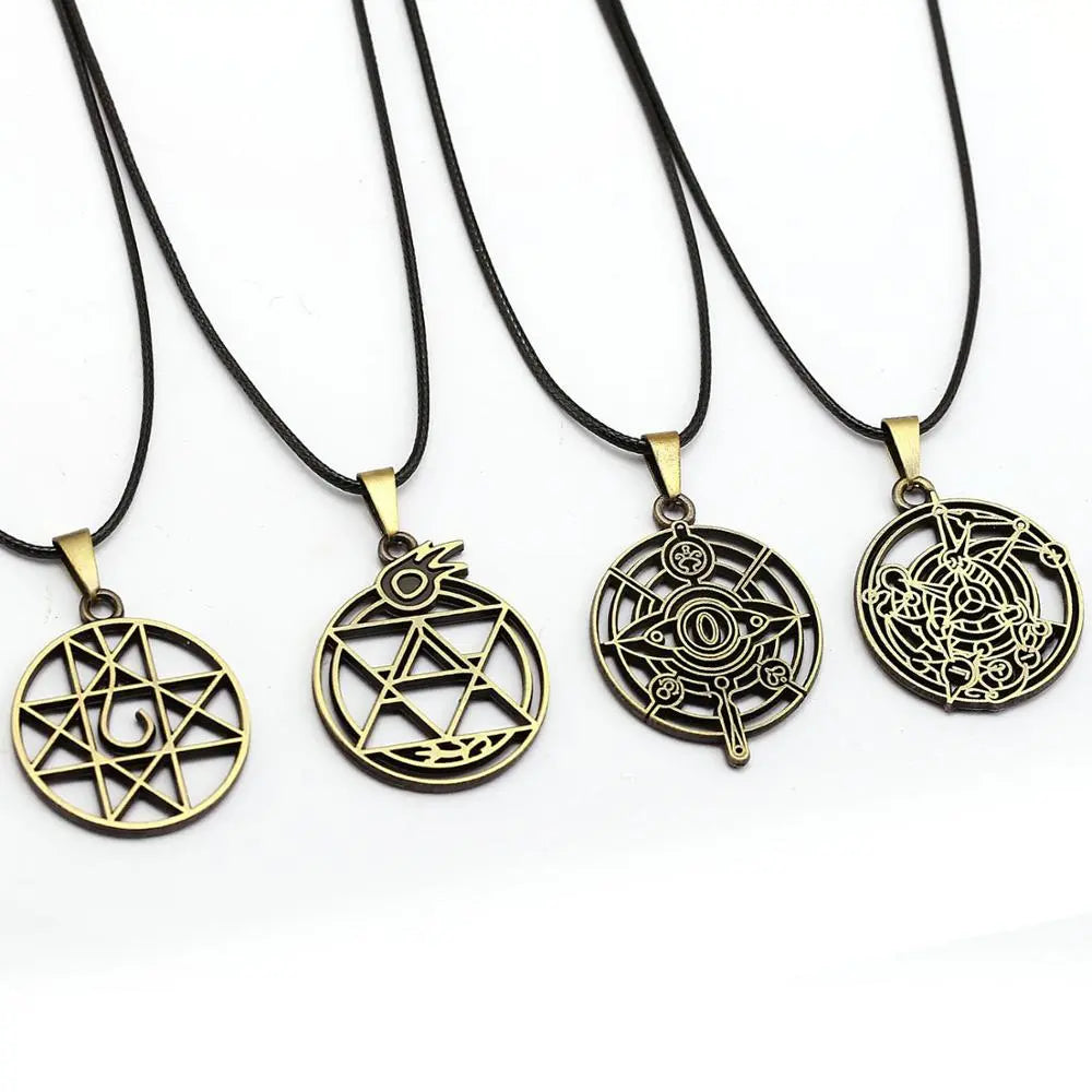 Anime Fullmetal Alchemist Alphonse Edward Elric Winry Rockbell Necklaces Homunculus Circle Metal Keychains Pendants Figure Gifts