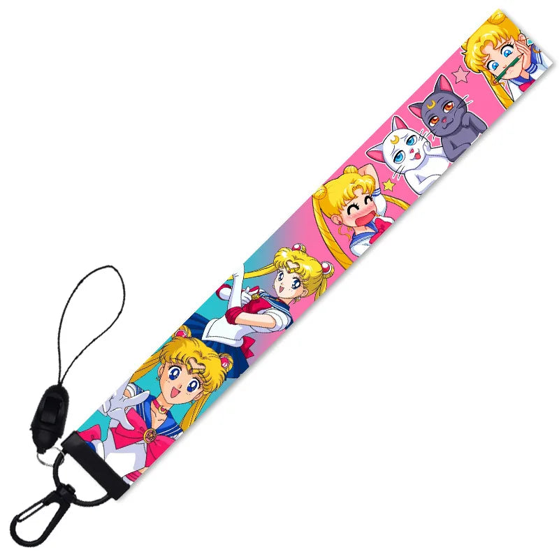 Anime Cute Star Moon Card Captor Sakura Lanyard Keychain for Key Badge Id Mobile Phone Holder Key Ring Pendant Women Men Cosplay