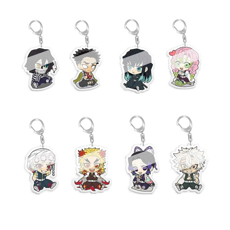 Kimetsu No Yaiba Anime Peripheral Sitting Style Double-Sided Acrylic Key Chain Pendant Bean Tanjirou Yiyong