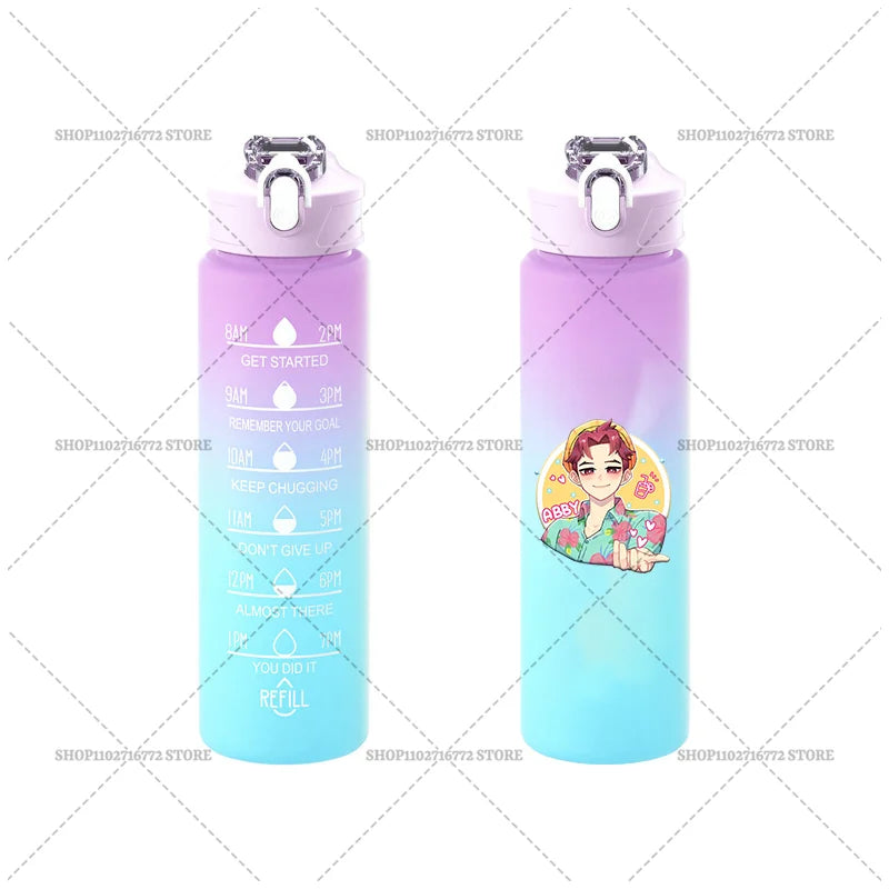 750ML KPop Demon Hunters Gradient Color Water Cup HUNTRIX Rumi Mira Zoey Jinu Drinking Bottle Saja Boys Tiger Kid Birthday Gift