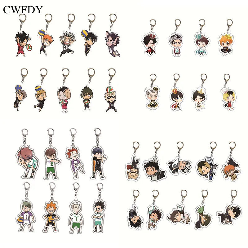 Anime Haikyuu!! Arcylic Keychain Volleyball Boy Key Chain Hinata Shoyo Kageyama Tobio Figures Keyring Charm Pendants Xmas Gifts