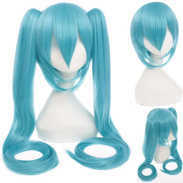 120cm Miku Cosplay Wig Black Rock Shooter Senbon Zakura Wigs Long Heat Resistant Synthetic Hair Clip Ponytails Wigs