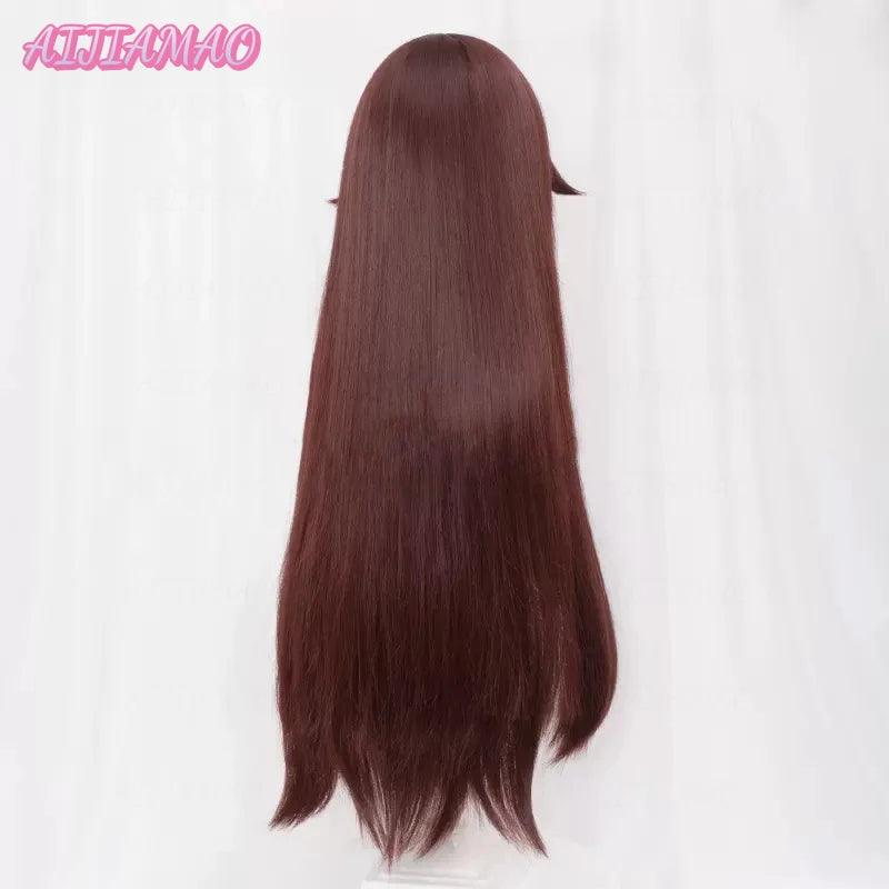 Impact Amber Cosplay Wig 80cm Long Straight Brown Wig Cosplay Anime Cosplay Wigs Heat Resistant Synthetic Wigs