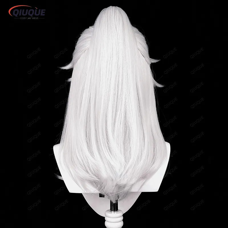 Game Honkai: Star Rail Jing Yuan Cosplay Wig Long Silver White Heat Resistant Synthetic Cosplay Costume Wig + Track + Wig Cap