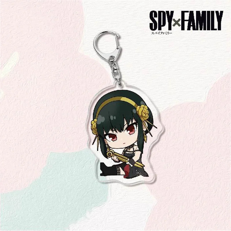 Llavero Kawaii SPY X FAMILY Cosplay Crepúsculo Yor Forger Anya Forger llavero con estampado de dibujos animados acrílico llavero con anilla joyería de Anime