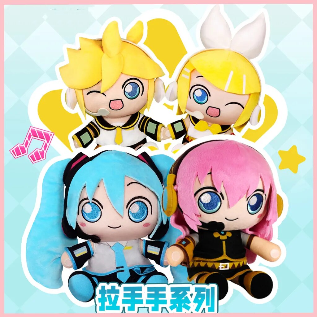 20cm Original Anime Hatsune Miku juguetes de peluche Kwayi Fufu Kagamine Len Kagamine Rin Megurine Luka muñecos rellenos suaves almohada regalo para niños