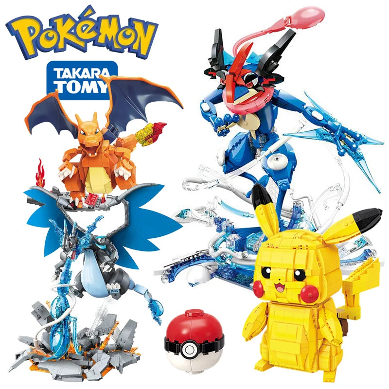 2023 NEW Classic Anime Pokemon Center House Pikachu Mewtwo Charizard Venusaur Building Blocks Bricks Sets Model DIY Toy For Gift