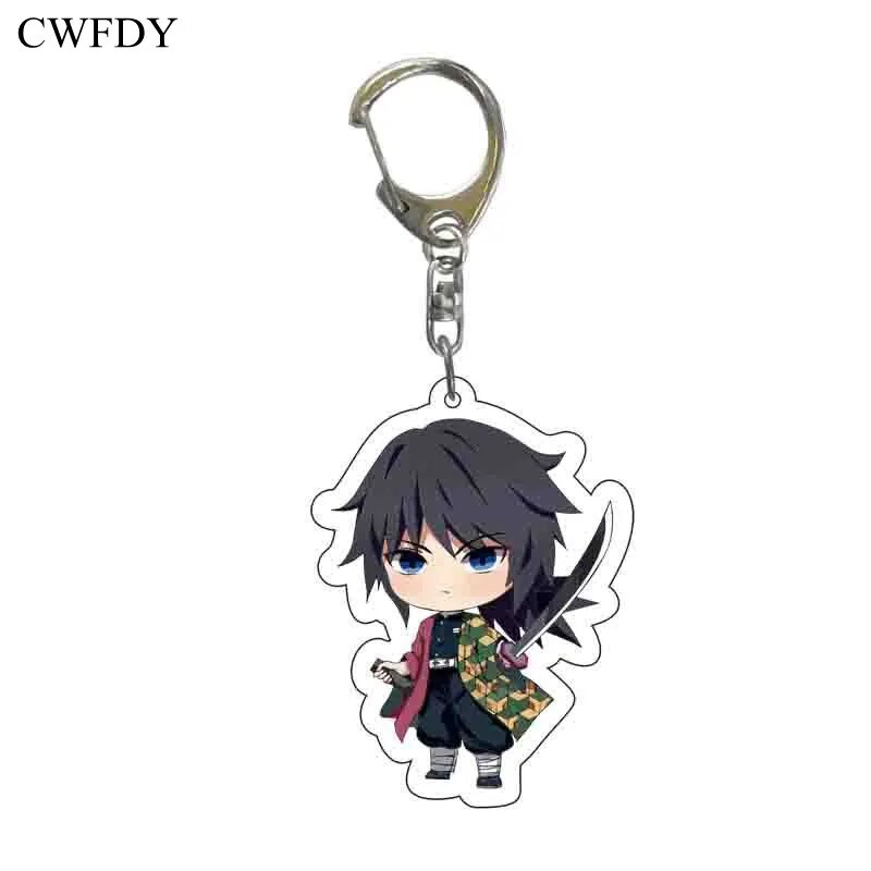 Mixed 50pcs Anime Figure Keychain Anime Demon Slayer: Kimetsu no Yaiba Keyring Transparent Arcylic Hanging Pendant Accessories