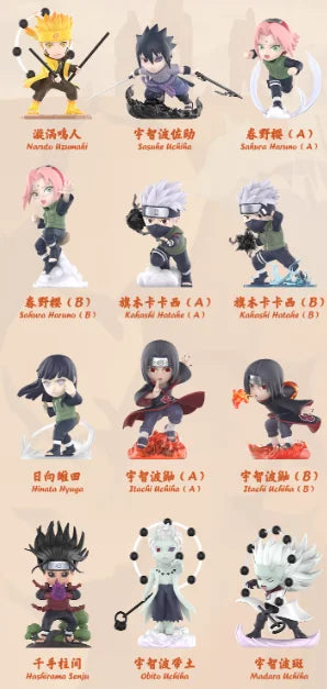 POP MART Naruto Sasuke Ninja World War Series Anime Action Figure Guess Bag Ornament Figurines Home Decor Desktop Dolls Model