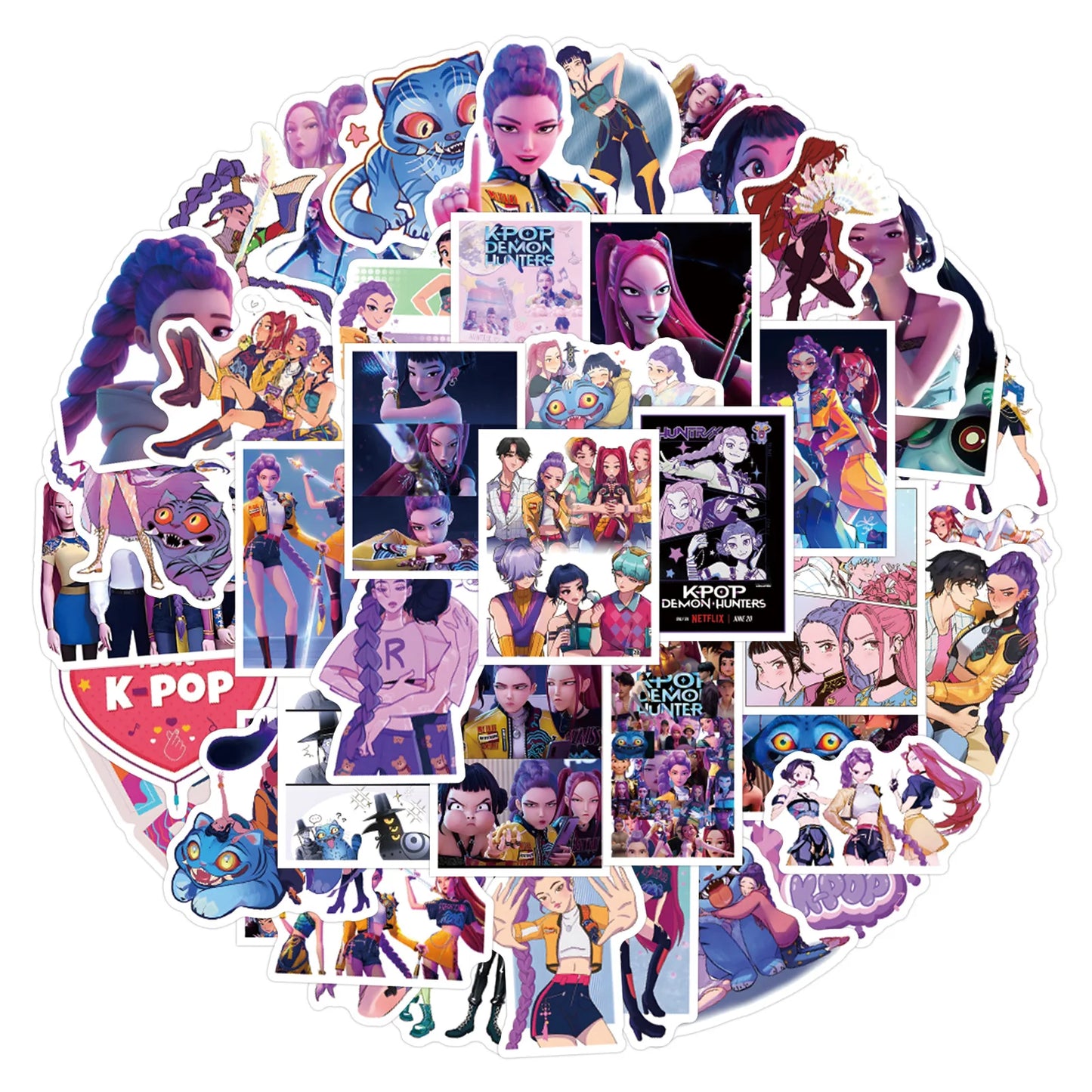 55PCS KPop Demon Hunters Animation Waterproof Cartoon Comedy Comics Stickers Decoration  DIY Notebook Mobile Water Cup Kids Toys