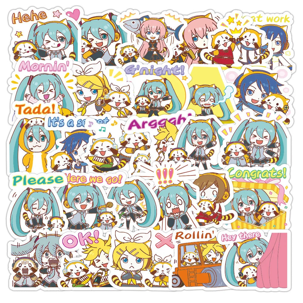 40/50/65pcs Cartoon Cute Kawaii Hatsune Miku Hand Account Sticker